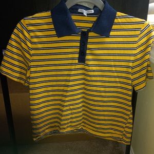 Charlotte Russe Yellow Cropped Short Sleeve Shirt